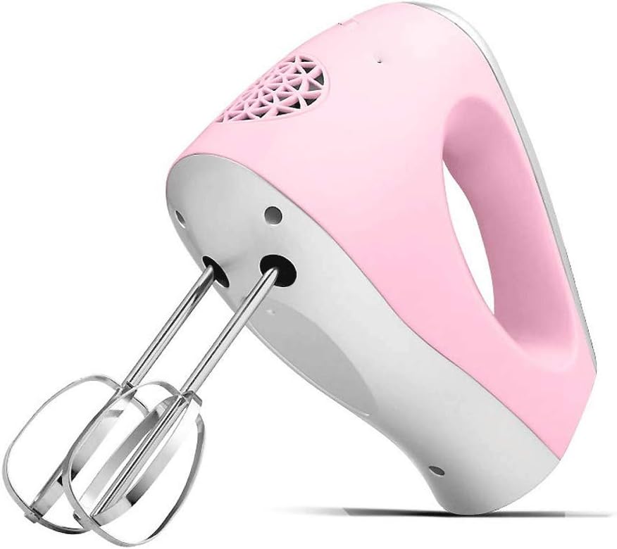 Egg Beater,Handheld Cream Baking Whisks Heavy Duty Stainless Steel Beaters Electric Hand Mixers for Kitchen 5-Speed Settings-Pink fine