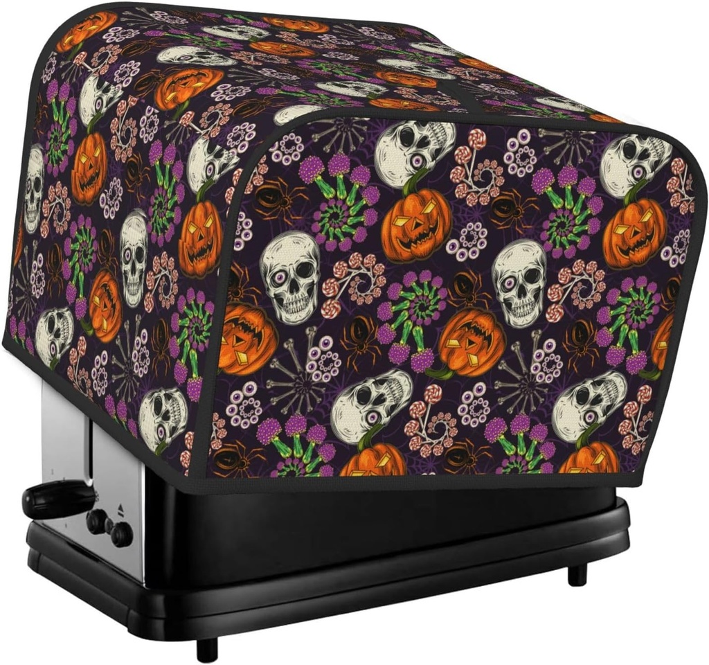 Oven Cover Kitchen Bread Machine Protector,4 Slice Toaster Cover For Home,Fingerprint Coaster Cover,Kitchen Small Appliance,Halloween With Skull
