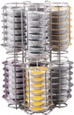 Coffee Pod Holder - Coffee Capsules Storage Rack for Tassimo- Spinning Metal 64 Cups Spinning Display Shelf Counter Top Place Save & Different tastes Coffee Pod Stand, Silver