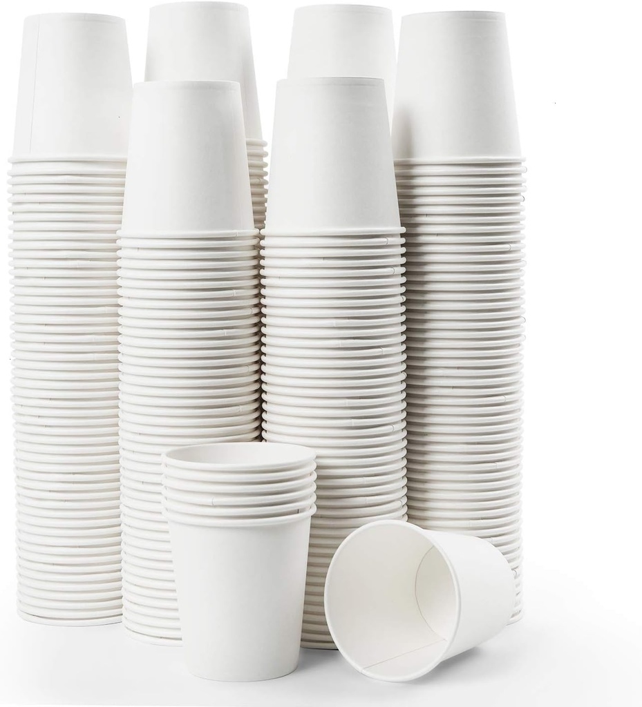 300 Pcs 6 oz Disposable Paper Cups, Hot Cold Beverage Drinking Cup for Coffee, Water, Tea, Juice, Espresso & Cortado (White)