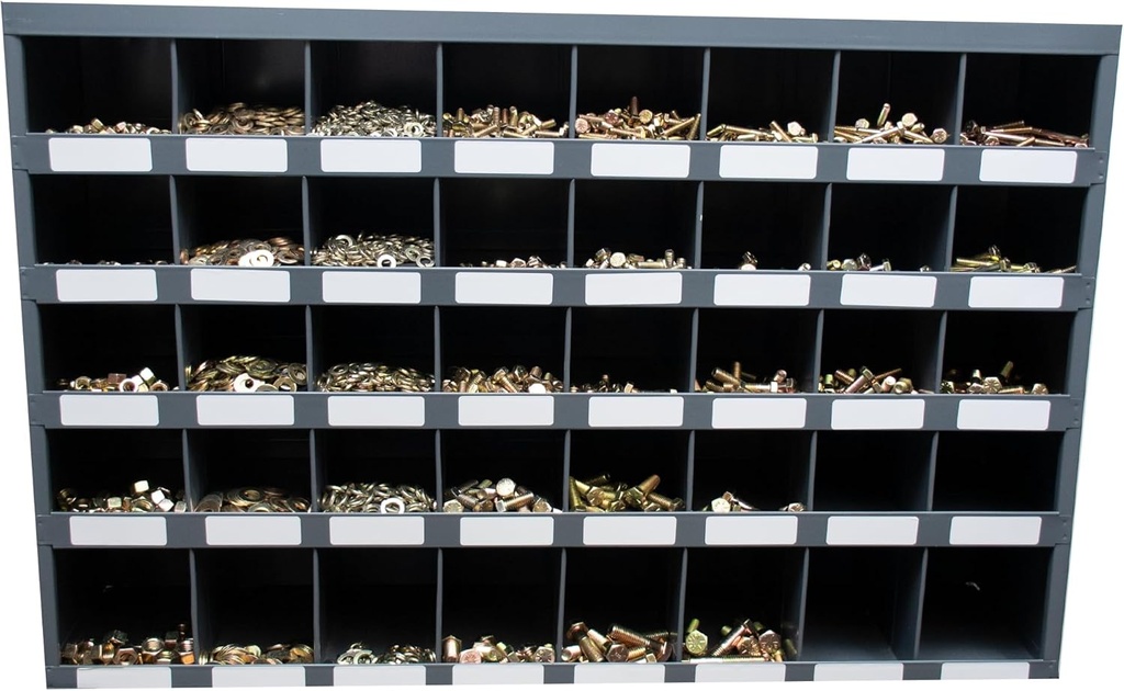 2510 Piece Grade 8 USS Coarse Thread Bolt (Hex Head Cap Screw), Nut, and Washer Assortment with 40 Hole Bin