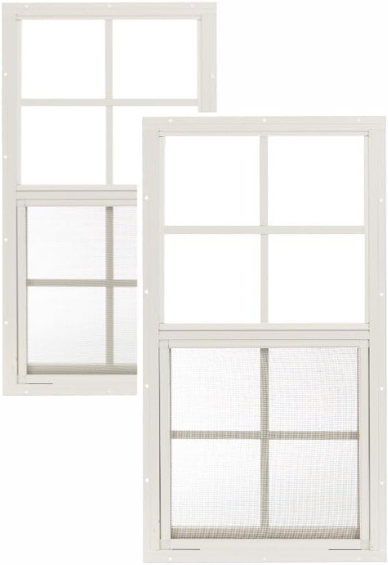 W1427W-BX2 14" W x 27" H Flush Mount Sliding Shed Window, White, Tempered Glass, 2 PK