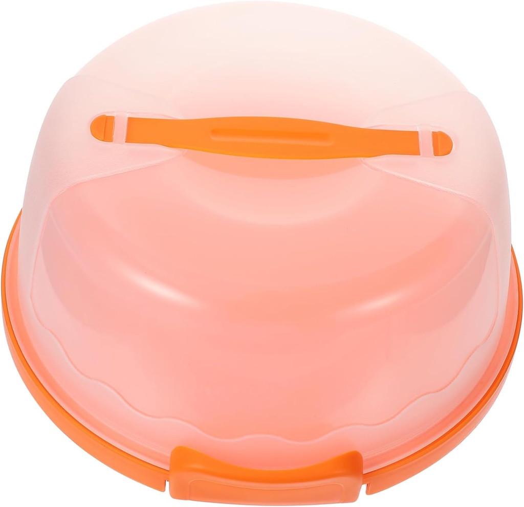 Cabilock Transparent Plastic Cake Carrier Box with Locking Buckles Portable Cake Holder for Baking and Display Orange