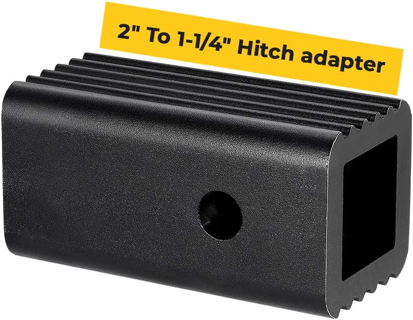 BougeRV 2 inches to 1-1/4 inches Trailer Hitch Adapter 2 inches to 1.25 inches Hitch Adapter Insert Sleeve Receiver Converter, Making Bike Racks and Cargo Carriers Compatible with Rear Trailer Hitches