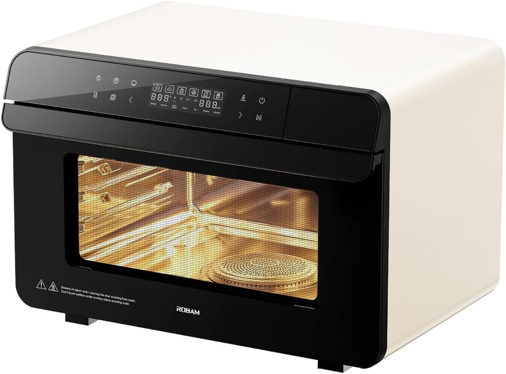 ROBAM 20-in-1 R-BOX CT763 Countertop Convection Oven | Air Fry, Grill, Bake & Steam | Wide Temperature Precision | Spacious Capacity, Ergonomic Design, 30 Built-In Recipes, Water Reminder (White)