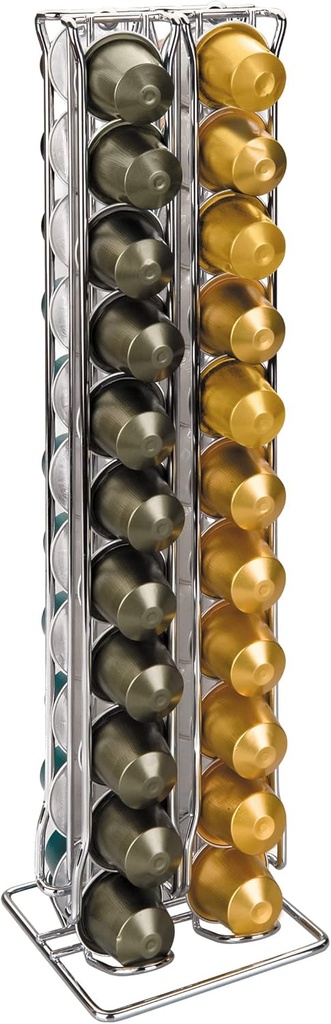 Ibili 44 Coffee Pod Holder/Dispenser, Large Capacity, Made in Spain, Aesthetic Chrome Design, Space-Saving Organizer, 3.9" x 3.9" x 14.9" (W x L x H)