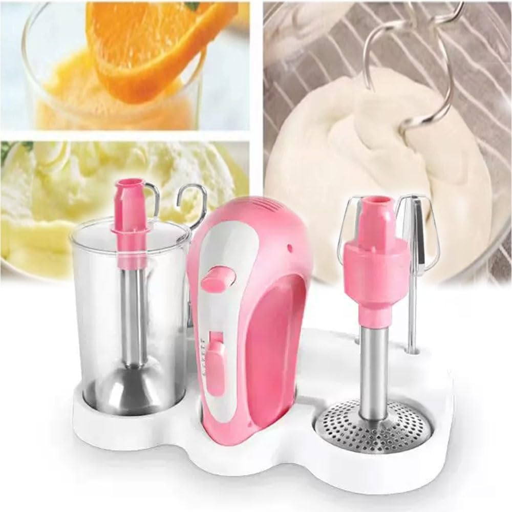 JOSBY 3-in-1 Electric Hand Mixer, 200W Kitchen Food Mixer, 5 Speeds Adjustable, for Baking & Cooking, with Storage Case and Stainless Steel Attachments(Beater, Dough Hook, Whisk)
