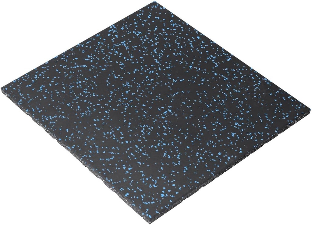 Rubber Gym Flooring Interlocking Tiles for Heavy Equipment Gym 20mm Thickness Solid Rubber Exercise Mat 4 PCS/Box (19.6X 19.6 inches, Back & Blue)