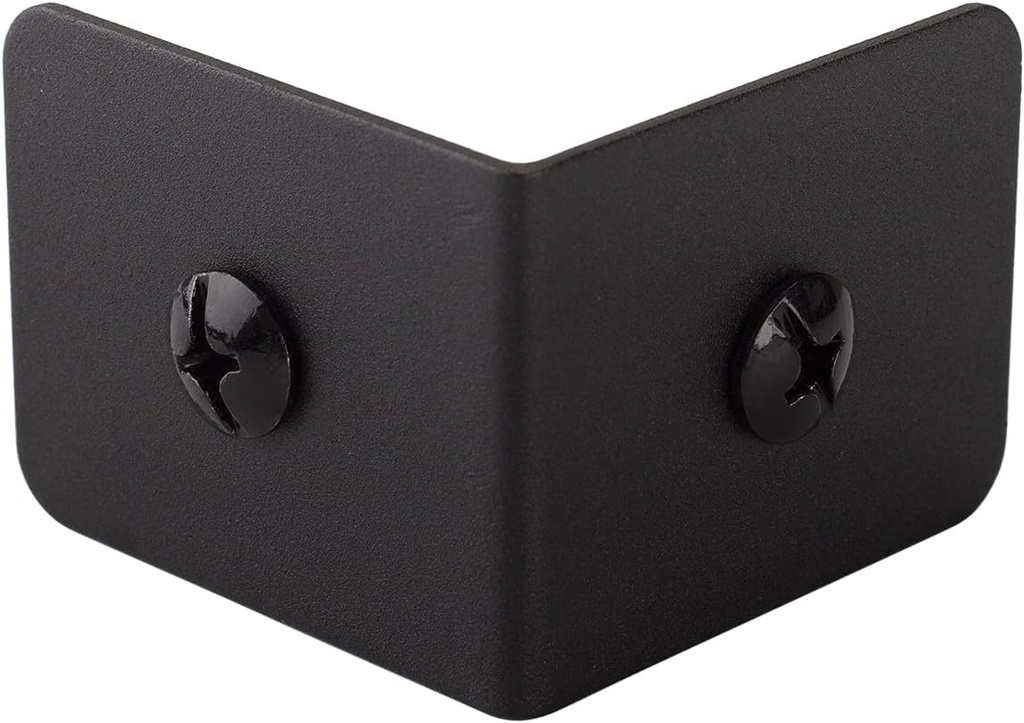 4 Set 2 x 2 x 1.5 Inch Metal Corner Protectors for Furniture, Decorative Corner Brackets Black for Wood, Boxes, Farmhouse, Barn Door, Wood Frame, Trunk, Table, Desk