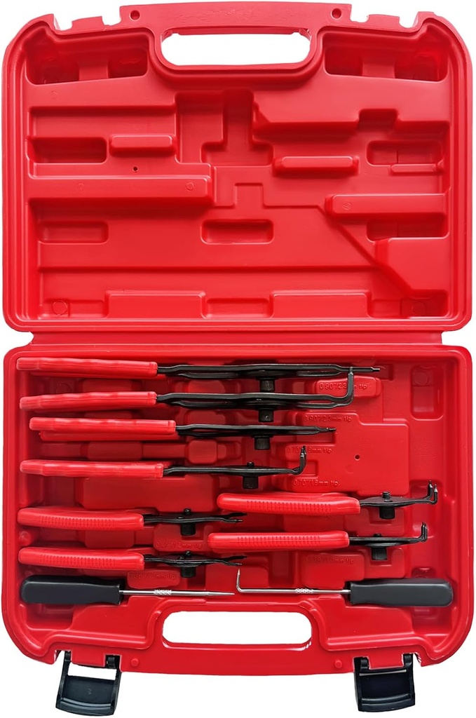 Snap Ring Pliers 11 pcs .038in - .09in (1-2.3mm) Straight & Bent Retaining Snap Ring Pliers and Circlip Removal Tool