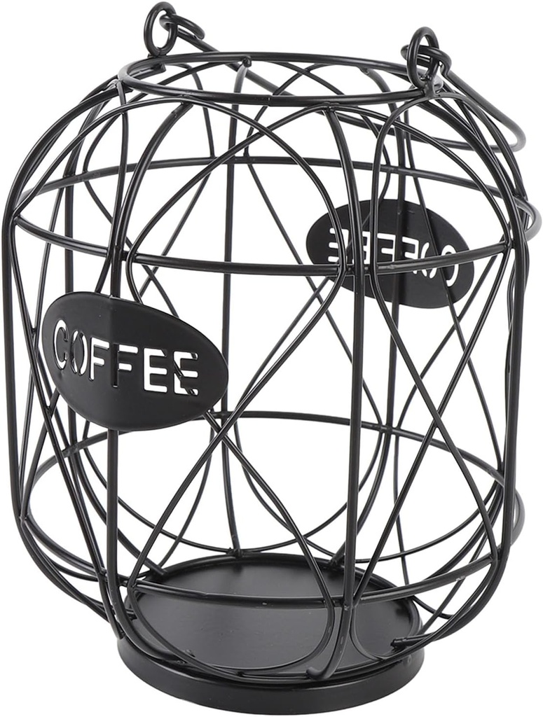 Aramox Coffee Pod Holder, Iron Construction, Spacious 6.1x7.7in, Store 30pcs Pods, Weighted Base, Kitchen Decor, Portable Handle (Black)