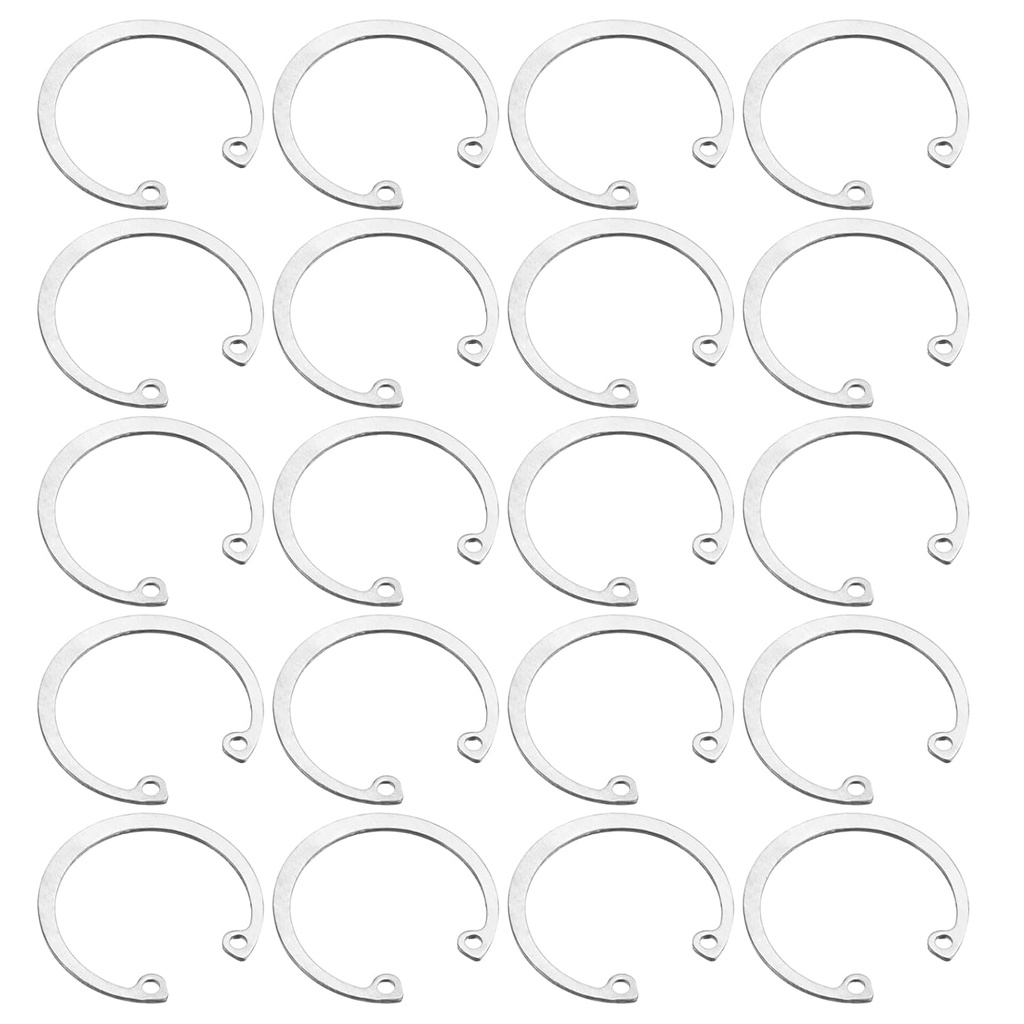uxcell 20Pcs 42mm Internal Retaining Ring Circlip, 304 Stainless Steel Internal Circlip Snap Rings C-Clips for Grooved Shafts Studs, Silver Tone