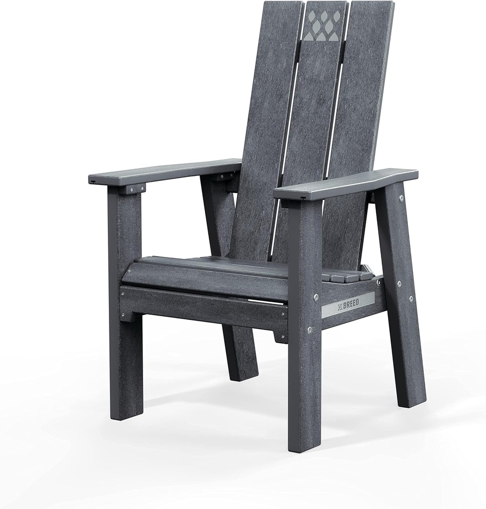 Breeo X Series Adirondack Campfire Chair – Poly Lumber Fire Pit Seat with 304 Stainless Steel Accents, Outdoor Patio & Camping Essentials with Arm Rest - Ergonomic, Sustainable Outdoor Chair - Gray