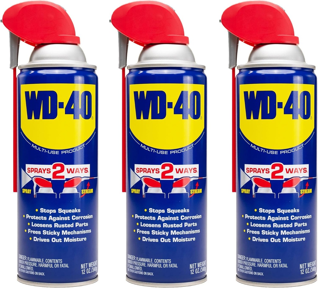 WD-40 Original Formula, Multi-Use Product with Smart Straw Sprays 2 Ways,12 OZs, 3-Pack, 12 OZ
