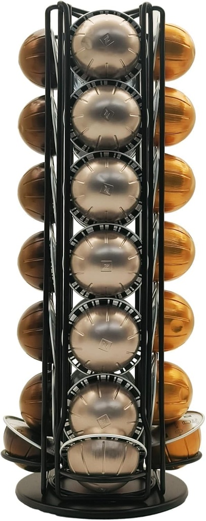Miuly Coffee Capsule Holder For Nespresso Vertuoline, Coffee Capsule Stands Rotating Pod Rack holds 28 Nespresso Vertuo Pods, Black