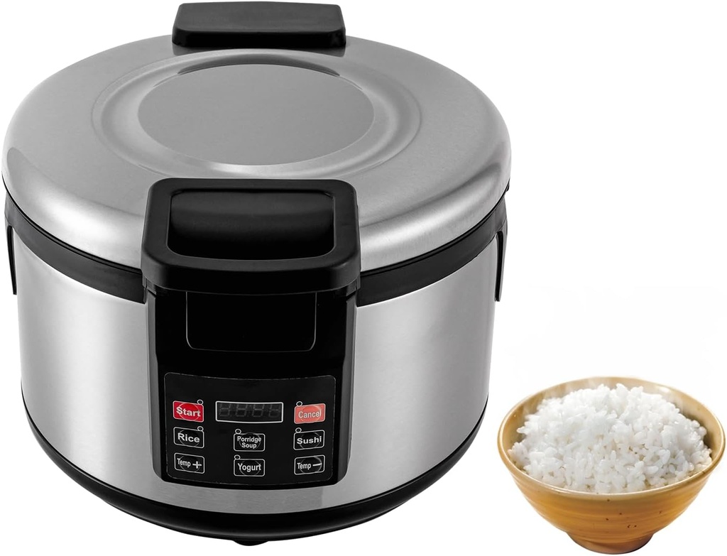 Commercial Rice Warmer, 19L/20qt Stainless Steel Electric Rice Warmer Soup, Porridge Warmer 360 ° Heating Adjustable Temperature for Restaurant, Weddings, Christmas Parties