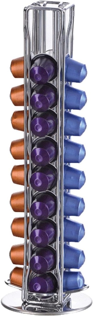 Coffee Pod Holder, Coffee Pod Carousel, Rotating Coffee Rack, Vertical Coffee Organizer, 40 Coffee Pods, 360 Degree Rotating Coffee Pod Holder for Kitchen Countertop Organization