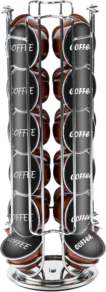 Restaurantware Restpresso 5.5 x 13 Inch Coffee Capsule Holder 1 Durable Pod Carousel - Holds 24 Dolce Gusto Pods 360-Degree Rotatable Iron Espresso Pod Organizer Pods Not Included