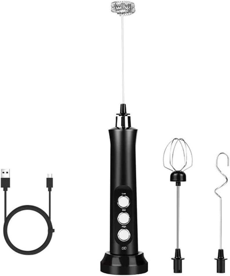 Hand Mixer Electric, USB Rechargeable, Handheld Kitchen Mixer, Kitchen Mixer, Cake Mixer, Hand Mixer, for Cake, Egg, Cream (Color : Black)