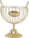 Golden Iron Coffee Pod Holder, Elegant Countertop Organizer, Wide Opening for Easy Access, Stable Weighted Base, Durable and Erosion , Holds Approx. 25 Coffee Pods