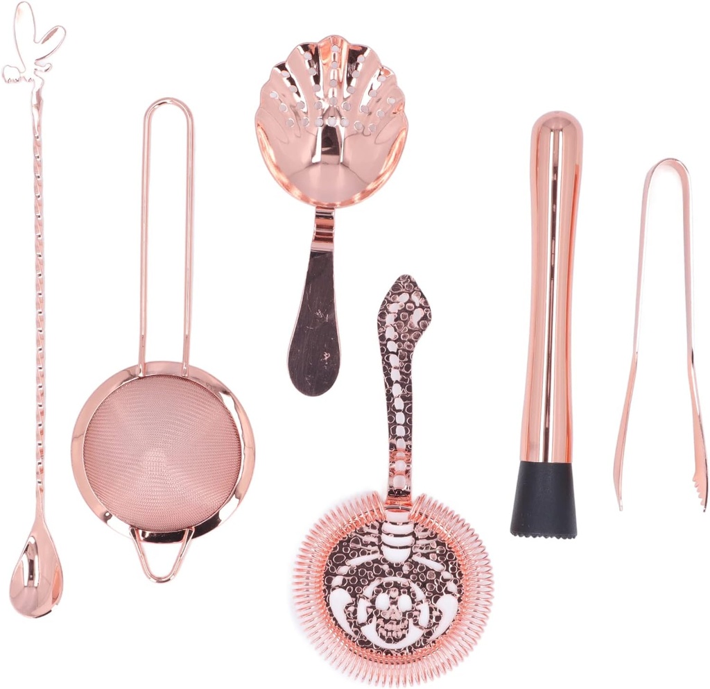 11PCS Cocktail Shaker Set, Stainless Steel Drink Mixer Set Bar Cocktail Mixing Tool Drink Mixing Bar Tool for Household (Rose Gold)