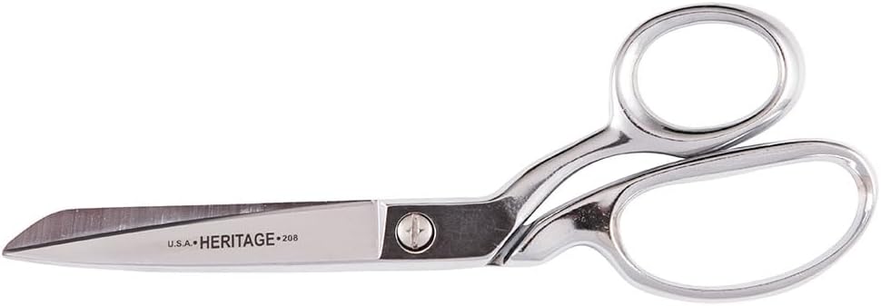 Klein Tools G208 Scissors, Made in USA, Bent Trimmer with Offset Handles for Cutting on Flat Surface Make Great Sewing Scissors, 8-1/4-Inch