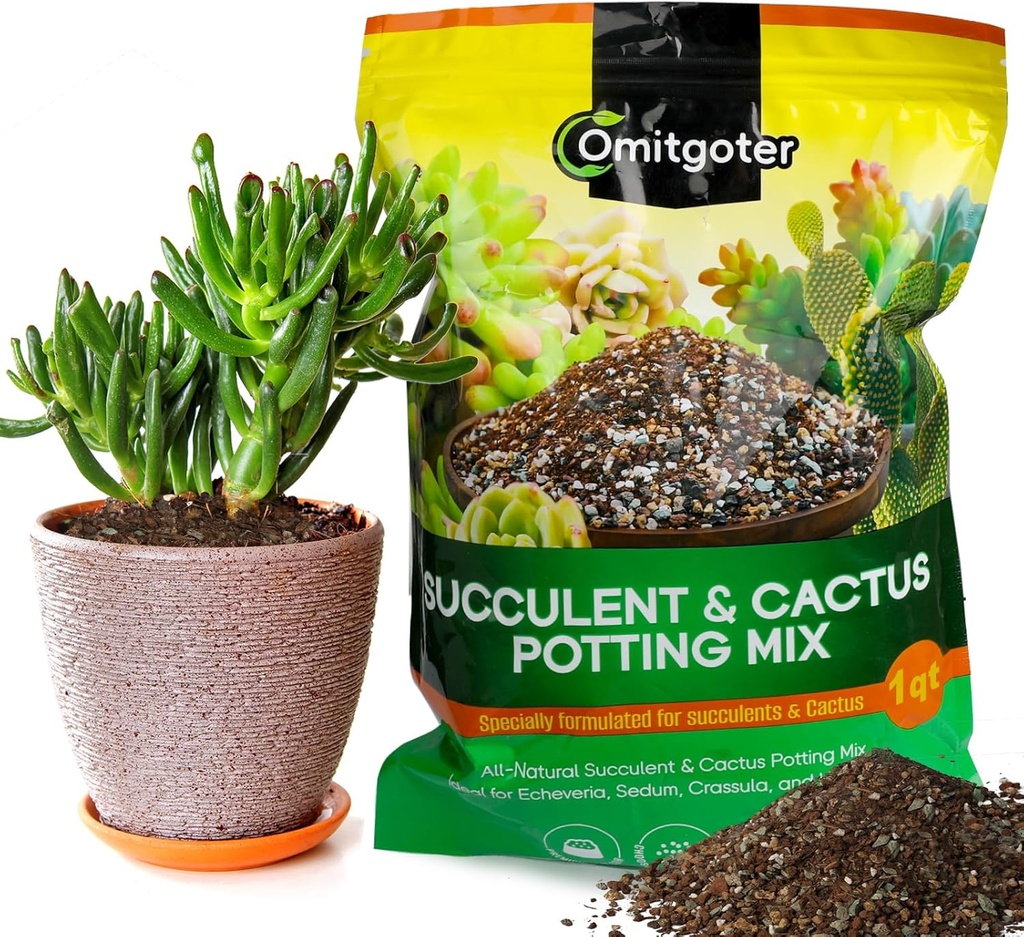 Succulent & Cactus Soil Potting Mix 1qt, Natural Organic Potting Mix for Cactus, Succulent, Palm, and Citrus Grown in Containers Indoors and Outdoors