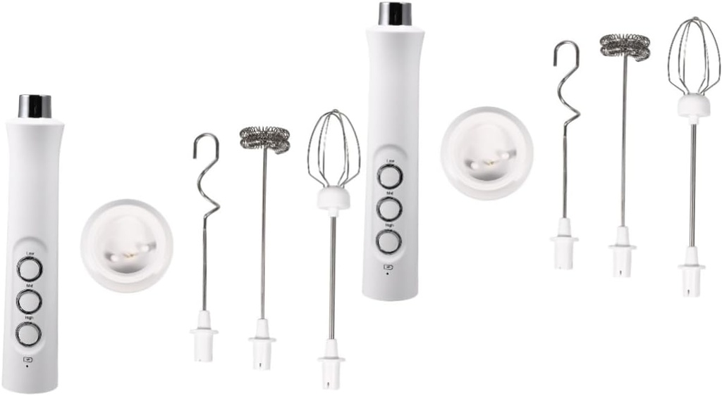 2 Sets Milk Frother Whisk Blenders Egg Mixing Tool Egg Mixer for Restaurant Kitchen Baking Mixer Handheld Egg Mixer Cream Mixer Handheld Mixer Abs Electric White Pigment