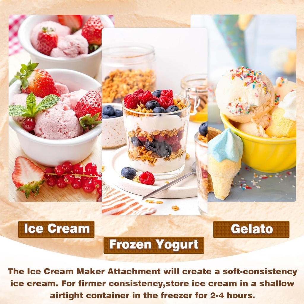 Ice Cream Maker Attachment & Frozen Fruit Ice Cream Attachment for Kitchenaid Stand Mixer