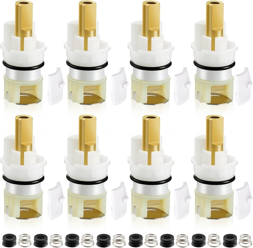 8 Pieces Rp25513 Faucet Stem Assembly Replacement Repair Kit for Two Handle Faucet Cartridge Replacement Parts with Rp4993 Rubber Seat and Spring for Kitchen Bathroom Outdoor Faucet