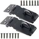 Padlock Latch Lock, 3 Inch Stainless Steel Gate Latch, Matte Black Door Lock Hasp Latch with Screws, Door Locks for Bedrooms Shed Cabinet 2 Pack