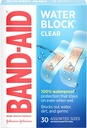 Band-Aid Brand Water Block Clear Waterproof Sterile Adhesive Bandages for First-Aid Wound Care of Minor Cuts and Scrapes, Assorted Sizes, 30 ct