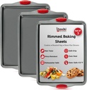 Premium Nonstick Baking Sheet Pans – Set of 3, Heavy-Gauge Carbon Steel, Warp, Dent, and Rust-Resistant – Gourmet Rimmed Half Cookie Sheet Trays, Non-Toxic for Exceptional Baking Performance