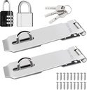 Tnisesm 2 Pack Door Hasp Latch Lock with Combination Lock&Keys Lock, 5 Inch 304 Stainless Steel Safety Packlock Clasp Hasp Lock Latch Extra Thick Gate Lock Hasp with Screws Brushed Finish