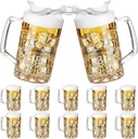 Mifoci 10 Pcs Plastic Beer Mugs with Handles 20 oz Clear Beer Stein Plastic Drinking Cups for Bar Home Hotel Cocktail Beverages Milk Juice Alcohol Soda