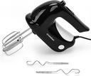 5-Speed Hand Mixer Handheld，300 W Electric Whisk with 4 Stainless Steel Accessories，Electric Hand Mixer for Baking Cakes, Eggs, Cream （Black）