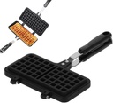 Double Sided Waffle Pan, Aluminum Waffle Maker Pan Nonstick Belgian Waffle Maker Stovetop Waffle Maker with Long Handle for Breakfast