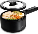 COOK WITH COLOR Electric Hot Pot, 1.6L Mini Cooker, 700W Power, Non-Stick Surface, Thermal Cut-Out Protection, Perfect for Rice, Noodles, Soups, Stews, Dorms, Apartments, and Small Kitchens, Black
