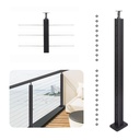 36" Level Cable Railing Post - Stainless Steel, Adjustable Line Post - Black Stair Railing System Kit, Matte Black Finish