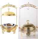 Buffet Food Warmer Set - Stainless Steel Frying Pan with Hanging Lid for Buffet, Buffet Utensils and Warmer Equipment, Stainless Steel Buffet Crock Pot, Buffet Tea Tray Set(Size:8.0L,Color:Gold)