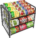 Simple Trending Can Rack Organizer, Stackable Can Storage Dispenser Holds up to 36 Cans for Kitchen Cabinet or Pantry, Black