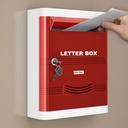 Plantex Suggestiedoos/duurzame plastic brievendoos/mailbox voor thuispoort met sleutelslot/klachtdoos voor Hotel/School/Office - (rood & wit), wandmontage