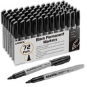 Ezzgol Permanente Markers Bulk, 72 Pack Black Permanent Marker Set, Fine Tip, Waterdichte Markers, Premium Smear Proof Pennen, Waterdicht, Snel drogen, Kantoorbenodigdheden voor school, Kantoor, Huis