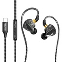 Sounce BassEngine Type-C In oorbedrade oortelefoons 14.2mm Dynamic Driver HD Mic Ergonomische oordopjes Anti Tangle TPE Kabel In Line Music Call Controls Deep Bass Clear Sound for Everyday Use ProSeries(Black)