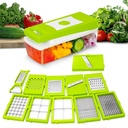 TEKCOOL 12 in 1 Multipurpose Chopper, Fruit & Plantensnijders, Grater Peeler Chipser, Onbreekbaar Eten Graad Lichaam, Gemakkelijk duwen naar Clean Button Slicer Dicer, Chopper voor keuken