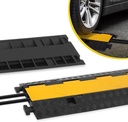 Dolphy rubberkabelbeschermers, 2 kanaalslangkabelbeschermers Ramp Heavy Duty Traffic Speed Bump Slang Cord Beschermende hoesrampen met gele flip-open bovenhoes, 5450kg laadvermogen
