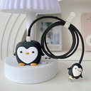 SKYCELL Charger Case Cover met Volledige Kabel Protector 3D Cute Pattern Compatibel voor iPhone Charger Slechts 18W & 20W iPhone 16,iPhone 13,iPhone 15,iPhone 14 (Black Penguin)