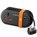 Ambrane Opvouwbare uitbreidingsbord, 2 Type C & USB, Perfect voor Office, Keuken, Reizen, Charge 4 Devices, Compact Size, AC Socket 2500W, 20W Fast Type C Charging, 1.5m Long Cable (Smartstrip 3 Black)