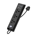 Portronics Power Plate II Extension Board - 1500W - 3 USB-poorten, 3 Power Sockets, Overload Protection, Eco-Friendly, 2M Cord Lengte(Zwart)