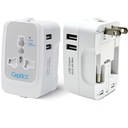 Ceptics Universal Japan Travel Adapter, 3 in 1 India naar Japan Plug Adapter, Universal Travel Accessoires 2 USB 2.4A, 100-250 Voltage Travel Charger, Universal Charger Adapter, Wit